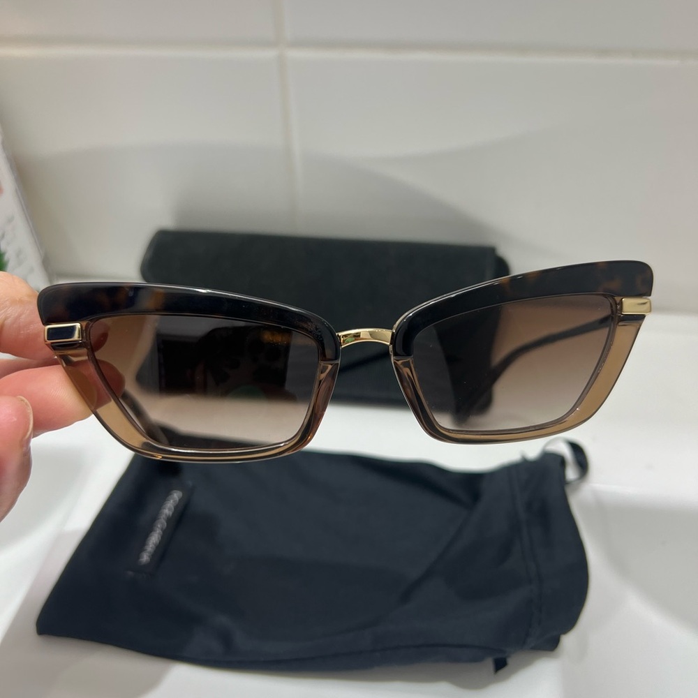 Dolce & Gabbana  DG4378 325613 Top Havana Half Print Cat Eye Sunglasses